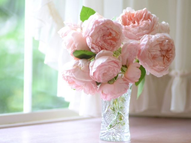 Soft Pink Peonies Bouquet wallpaper 640x480