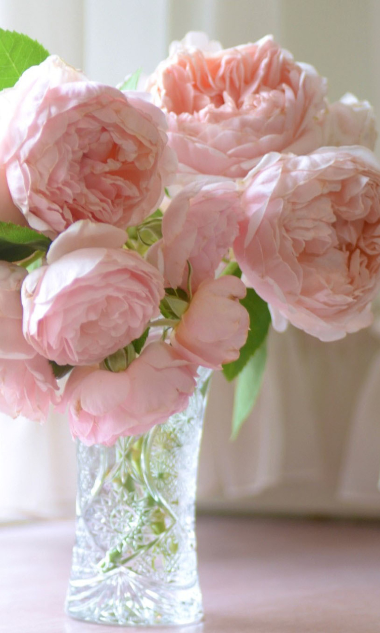 Soft Pink Peonies Bouquet wallpaper 768x1280