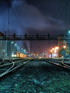 Das Railway Station At Night Wallpaper 240x320