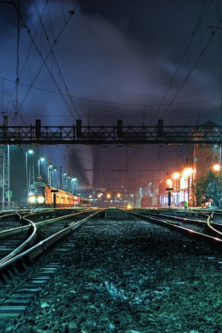 Railway Station At Night wallpaper 320x480