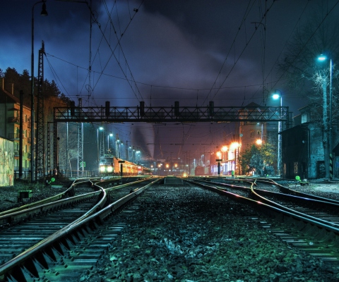 Railway Station At Night wallpaper 480x400