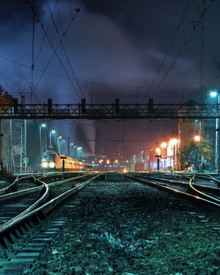 Railway Station At Night Wallpaper for 128x160