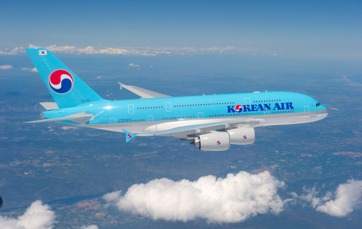 Обои Korean Air flight Airbus