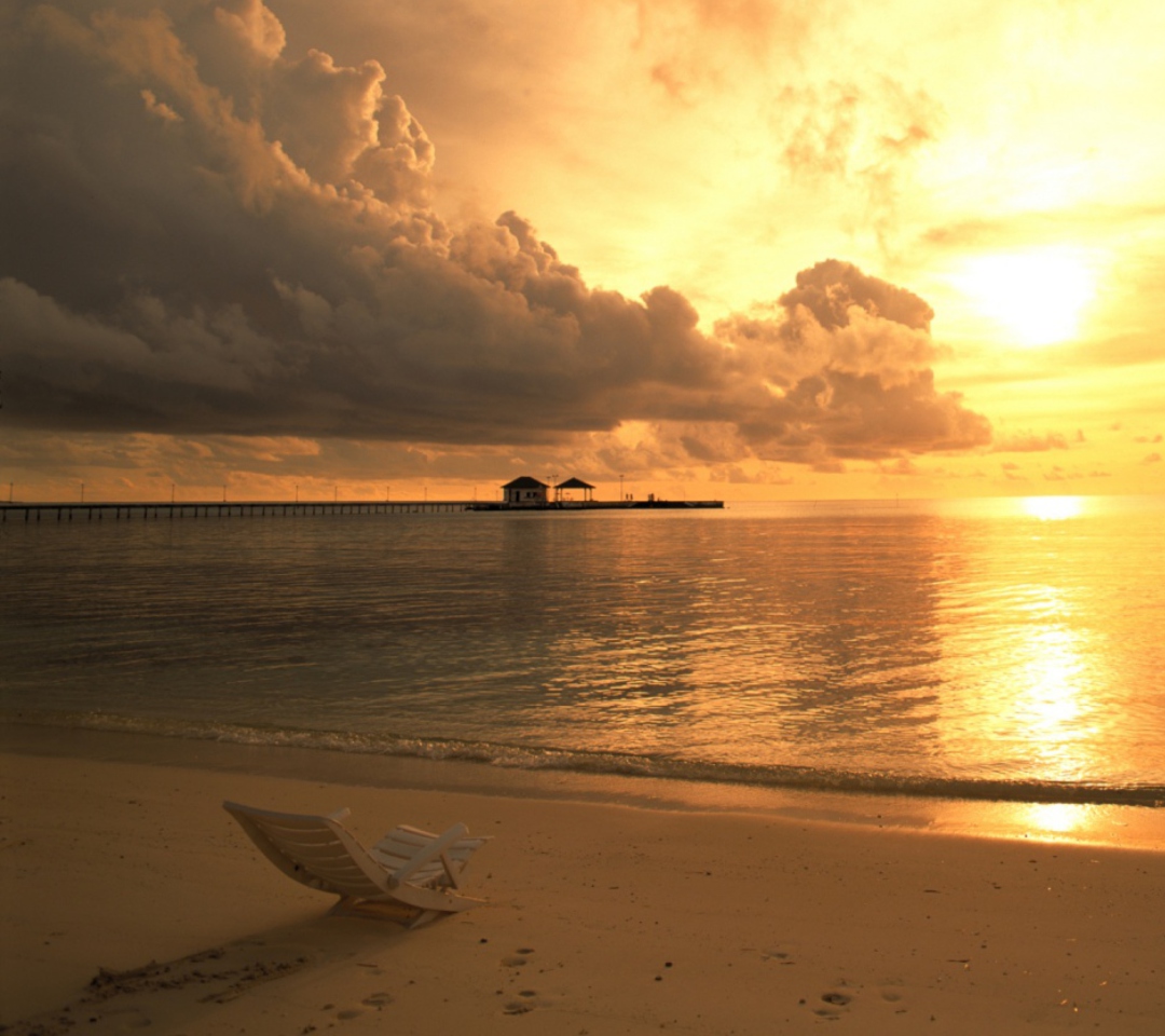 Beach Chair At Sunset screenshot #1 1080x960