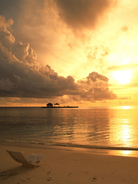 Beach Chair At Sunset screenshot #1 480x640