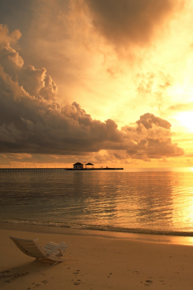Beach Chair At Sunset screenshot #1 640x960
