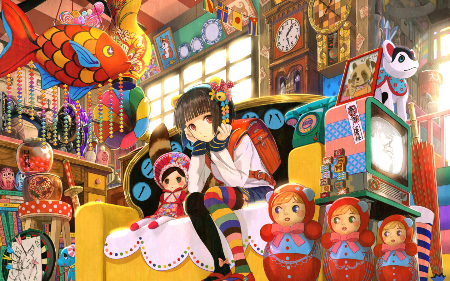 Das Anime Girl In Shop Wallpaper 1440x900