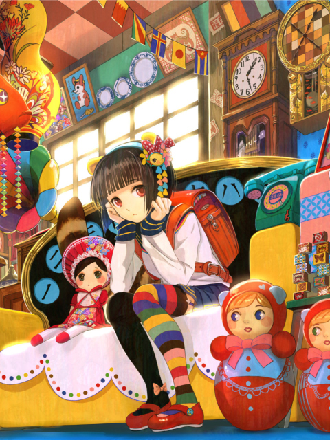 Sfondi Anime Girl In Shop 480x640
