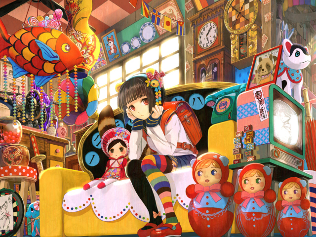 Anime Girl In Shop wallpaper 640x480