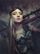 Обои Soldier girl with a sniper rifle 132x176