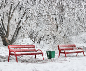 Fondo de pantalla Benches in Snow 176x144