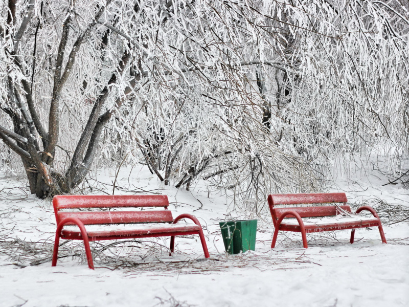 Benches in Snow wallpaper 800x600