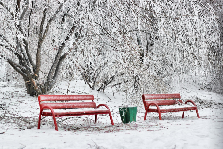 Benches in Snow wallpaper