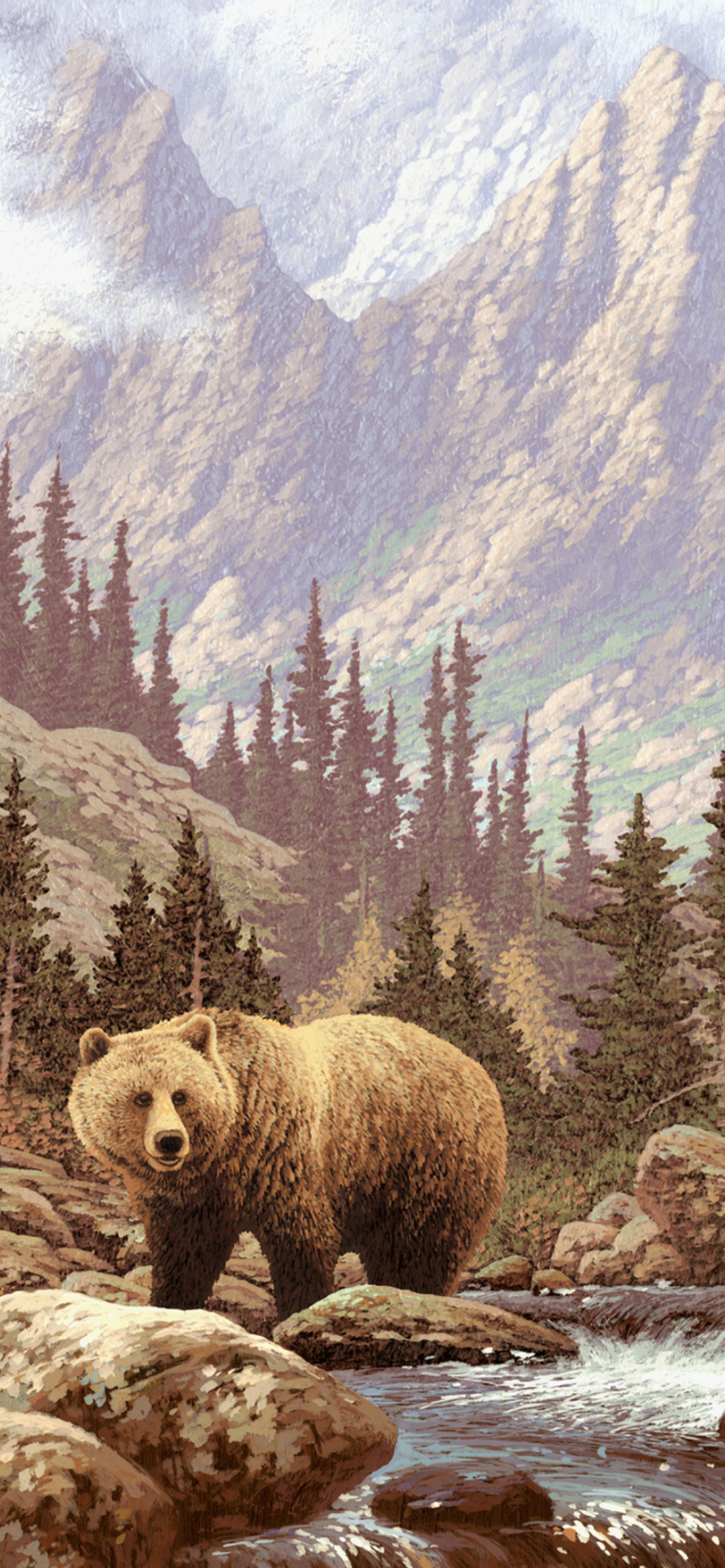 Sfondi Bear At Mountain River 1170x2532
