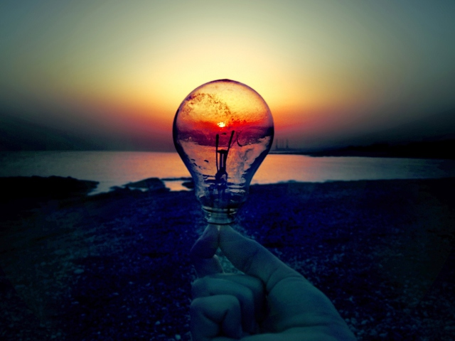 Red Sunset Through Bulb wallpaper 640x480