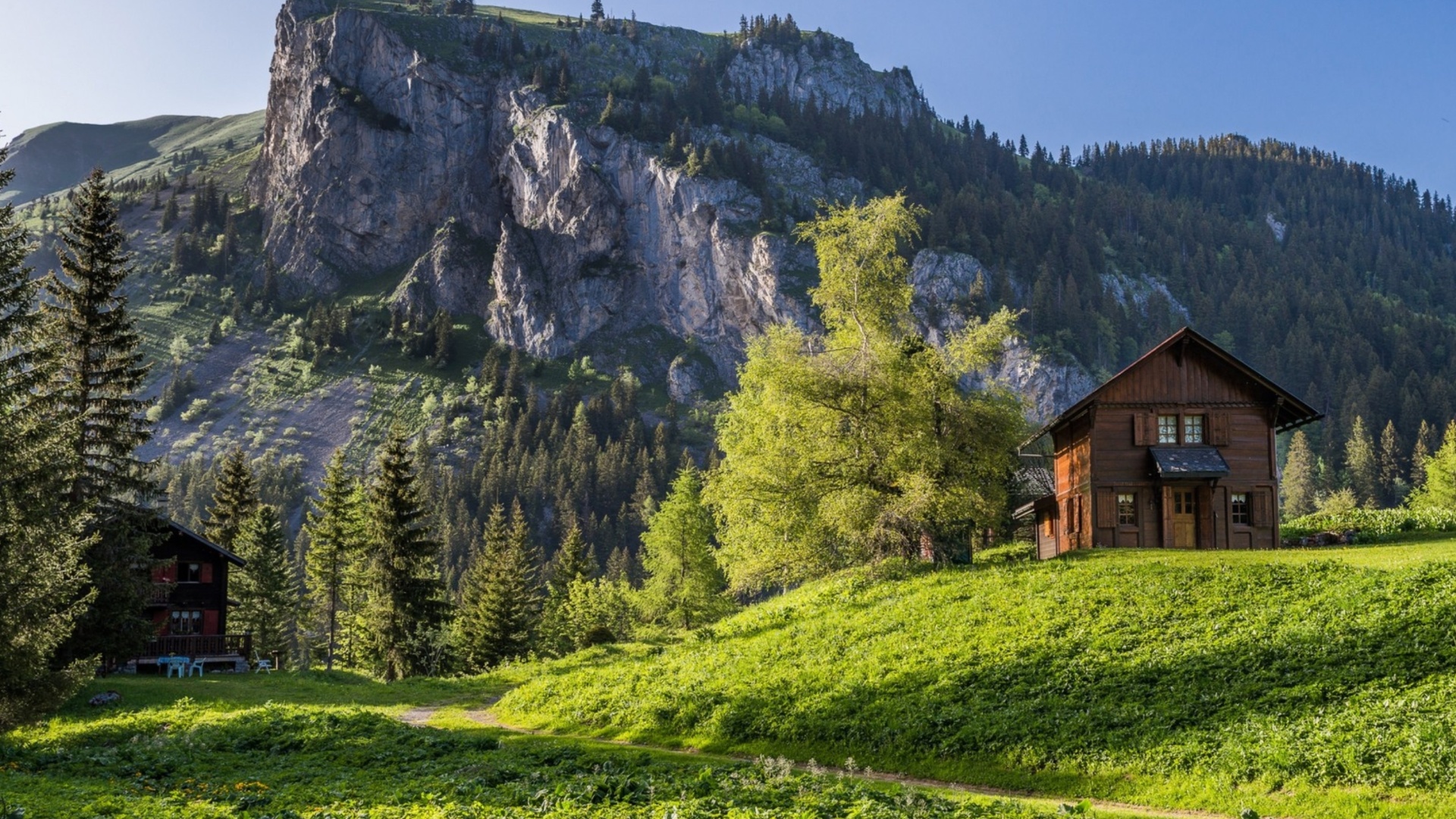 Sfondi Green House in Swiss Alps 1920x1080