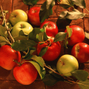 Apples And Juicy Leaves wallpaper 128x128