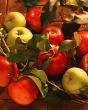 Apples And Juicy Leaves wallpaper 128x160