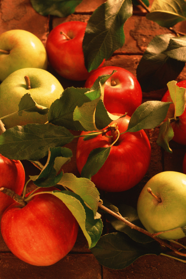 Sfondi Apples And Juicy Leaves 640x960