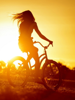 Sunset Bicycle Ride wallpaper 240x320