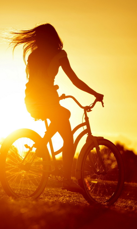 Das Sunset Bicycle Ride Wallpaper 480x800
