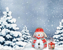 Frosty Snowman for Xmas wallpaper 220x176