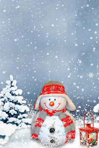 Frosty Snowman for Xmas wallpaper 320x480