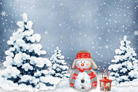 Frosty Snowman for Xmas wallpaper 480x320