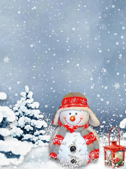 Frosty Snowman for Xmas wallpaper 480x640
