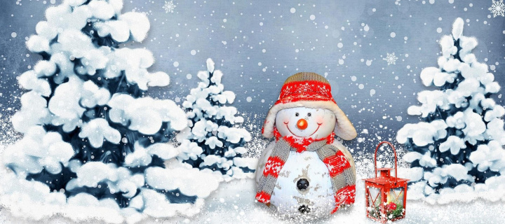 Das Frosty Snowman for Xmas Wallpaper 720x320