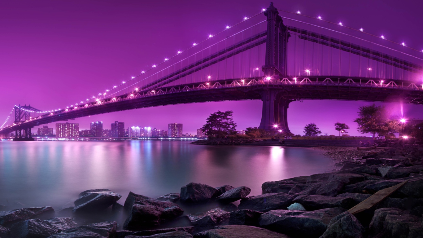 Sfondi Manhattan Bridge New York City 1366x768