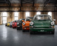 Porsche 911 Vintage Cars in Museum wallpaper 220x176