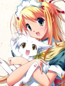 Обои Girl Holding Kitty - Bukatsu Kikaku 132x176
