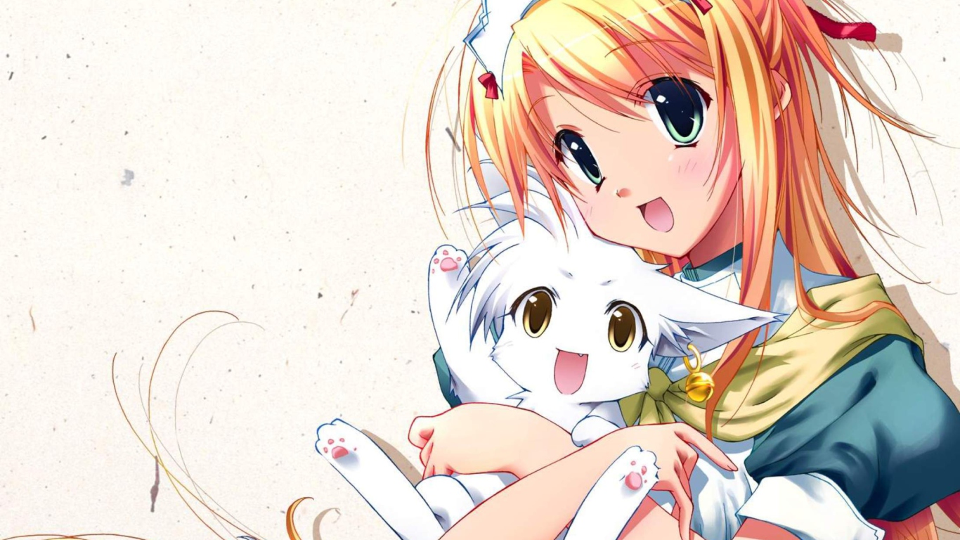 Girl Holding Kitty - Bukatsu Kikaku screenshot #1 1366x768