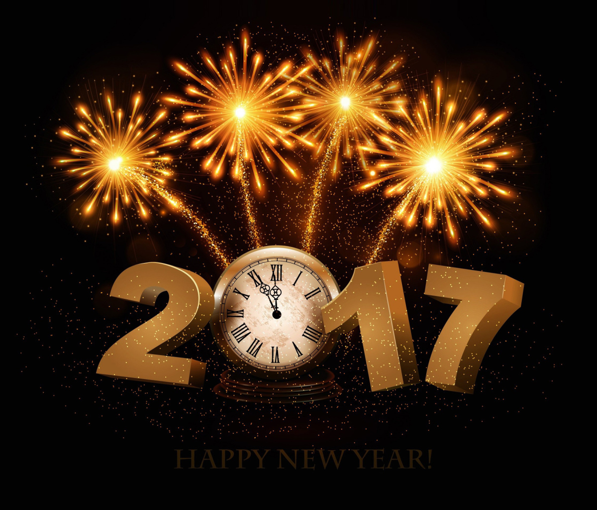 2017 New Year fireworks wallpaper 1200x1024