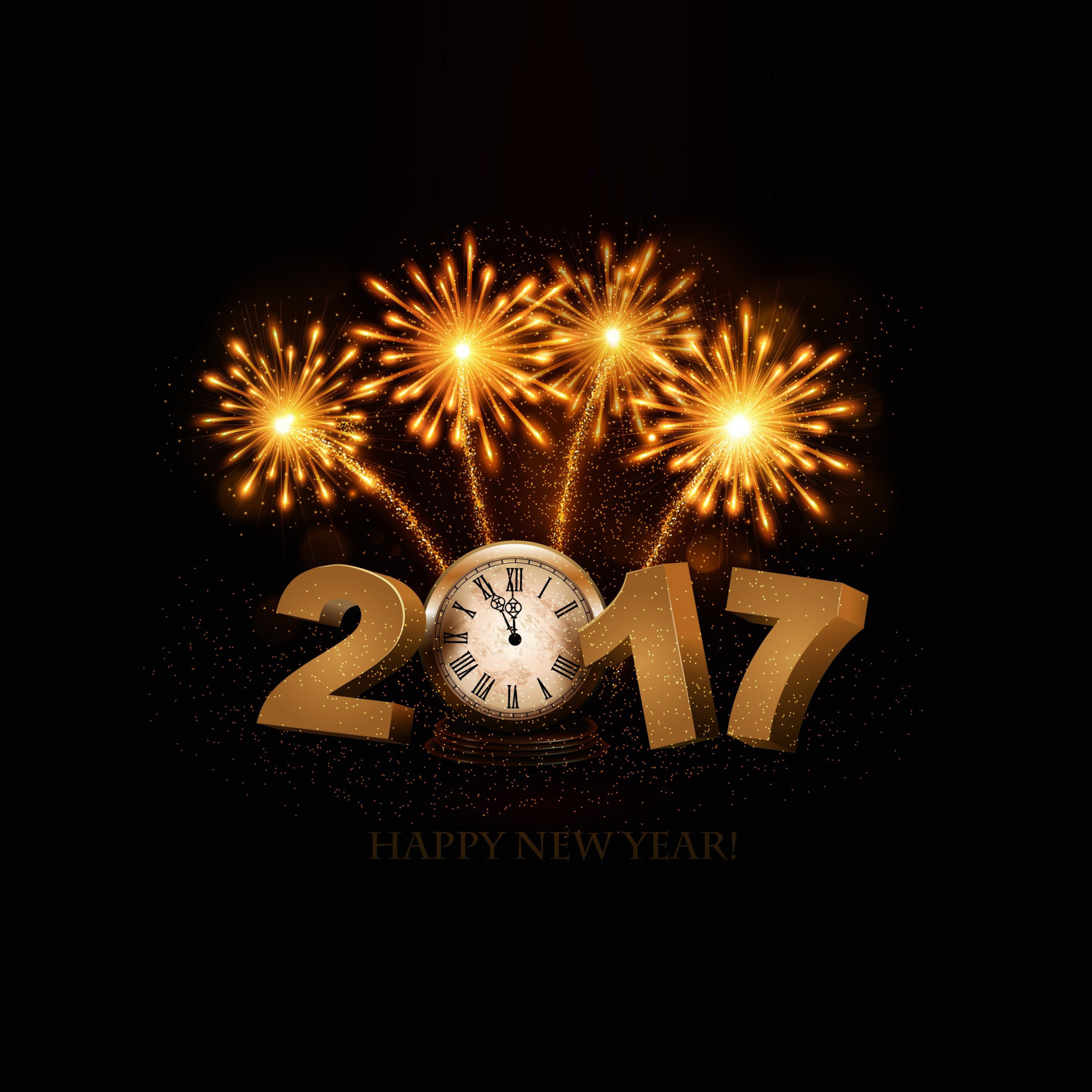 Обои 2017 New Year fireworks 2048x2048