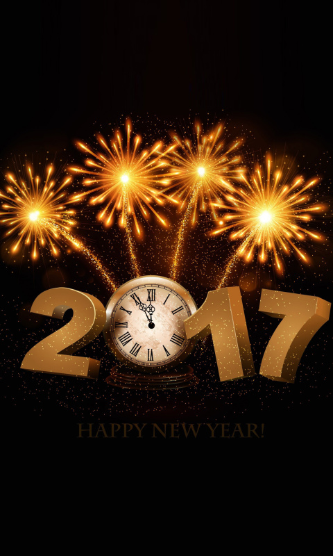 2017 New Year fireworks wallpaper 480x800