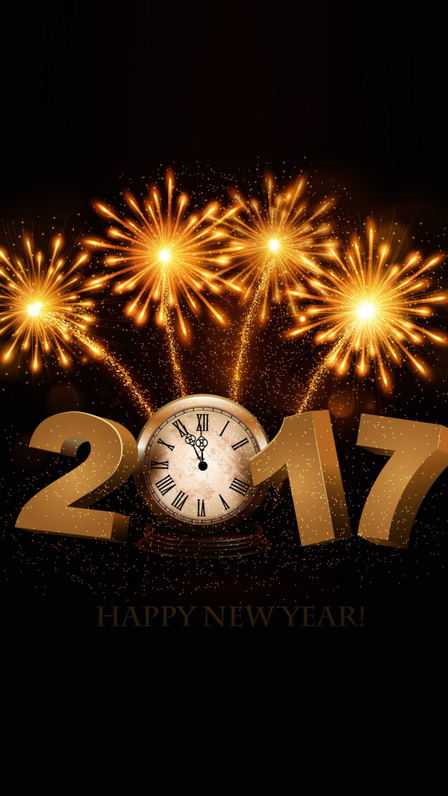 2017 New Year fireworks wallpaper 640x1136