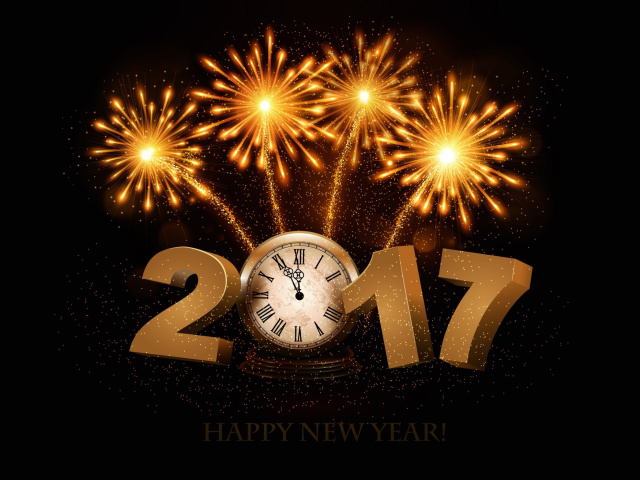 2017 New Year fireworks wallpaper 640x480
