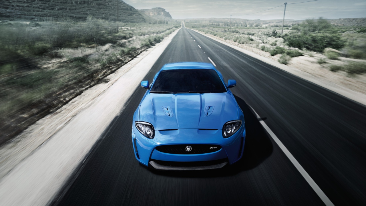 Fondo de pantalla Blue Jaguar XKR 1280x720