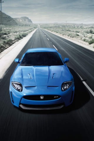Fondo de pantalla Blue Jaguar XKR 320x480