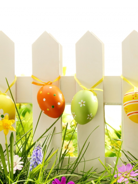 Easter Fence wallpaper 480x640
