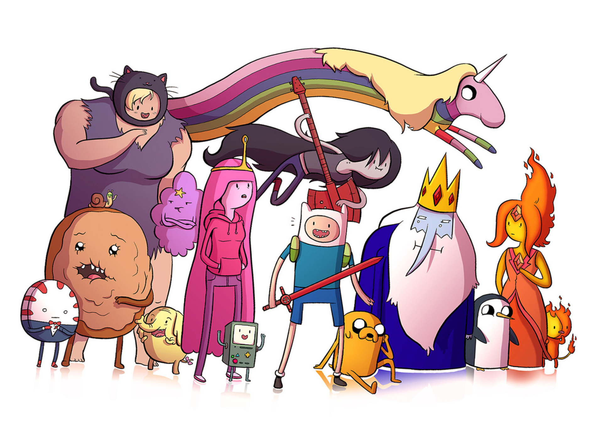 Sfondi Adventure time, finn the human, jake the dog, princess bubblegum, lady rainicorn, the ice king 1920x1408