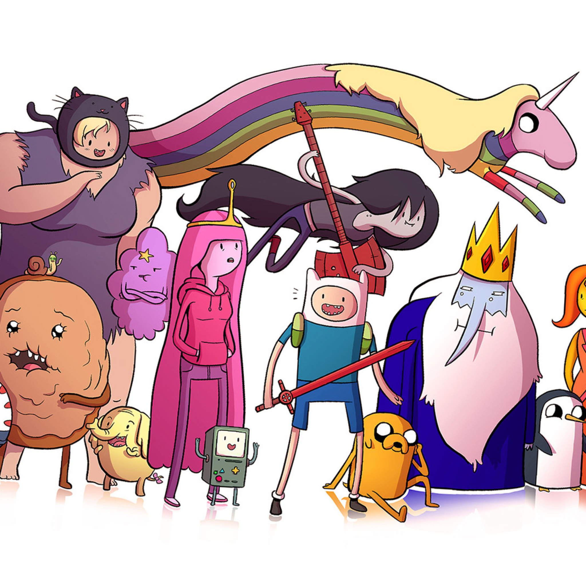 Adventure time, finn the human, jake the dog, princess bubblegum, lady rainicorn, the ice king screenshot #1 2048x2048