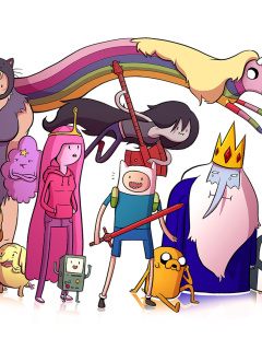 Adventure time, finn the human, jake the dog, princess bubblegum, lady rainicorn, the ice king screenshot #1 240x320