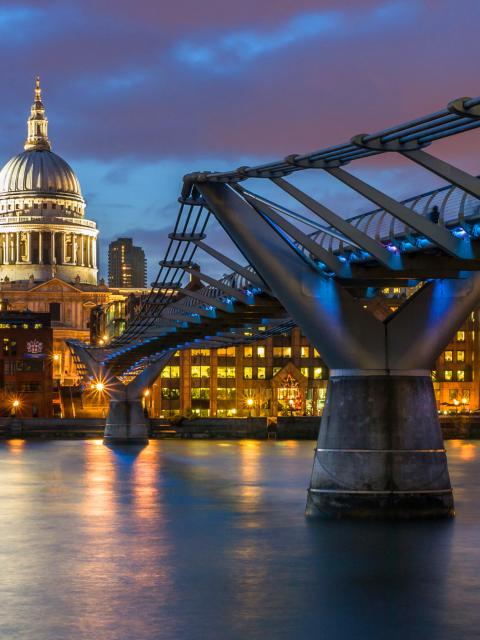 Das Millennium Bridge, St Paul's Cathedral Wallpaper 480x640