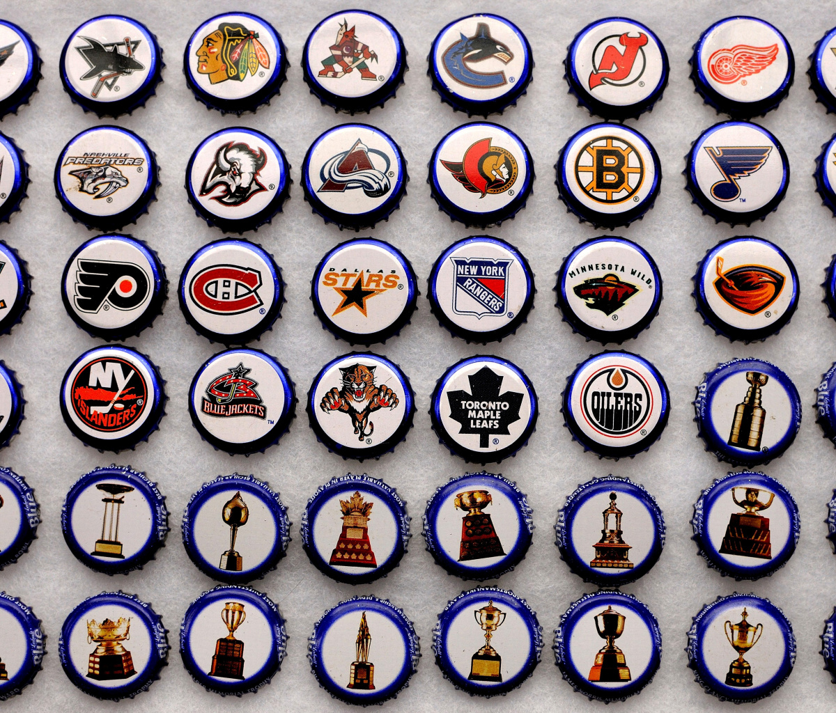 Bottle caps with NHL Teams Logo wallpaper 1200x1024