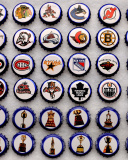 Обои Bottle caps with NHL Teams Logo 128x160