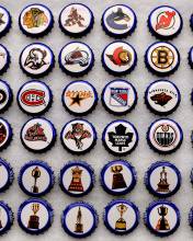 Fondo de pantalla Bottle caps with NHL Teams Logo 176x220
