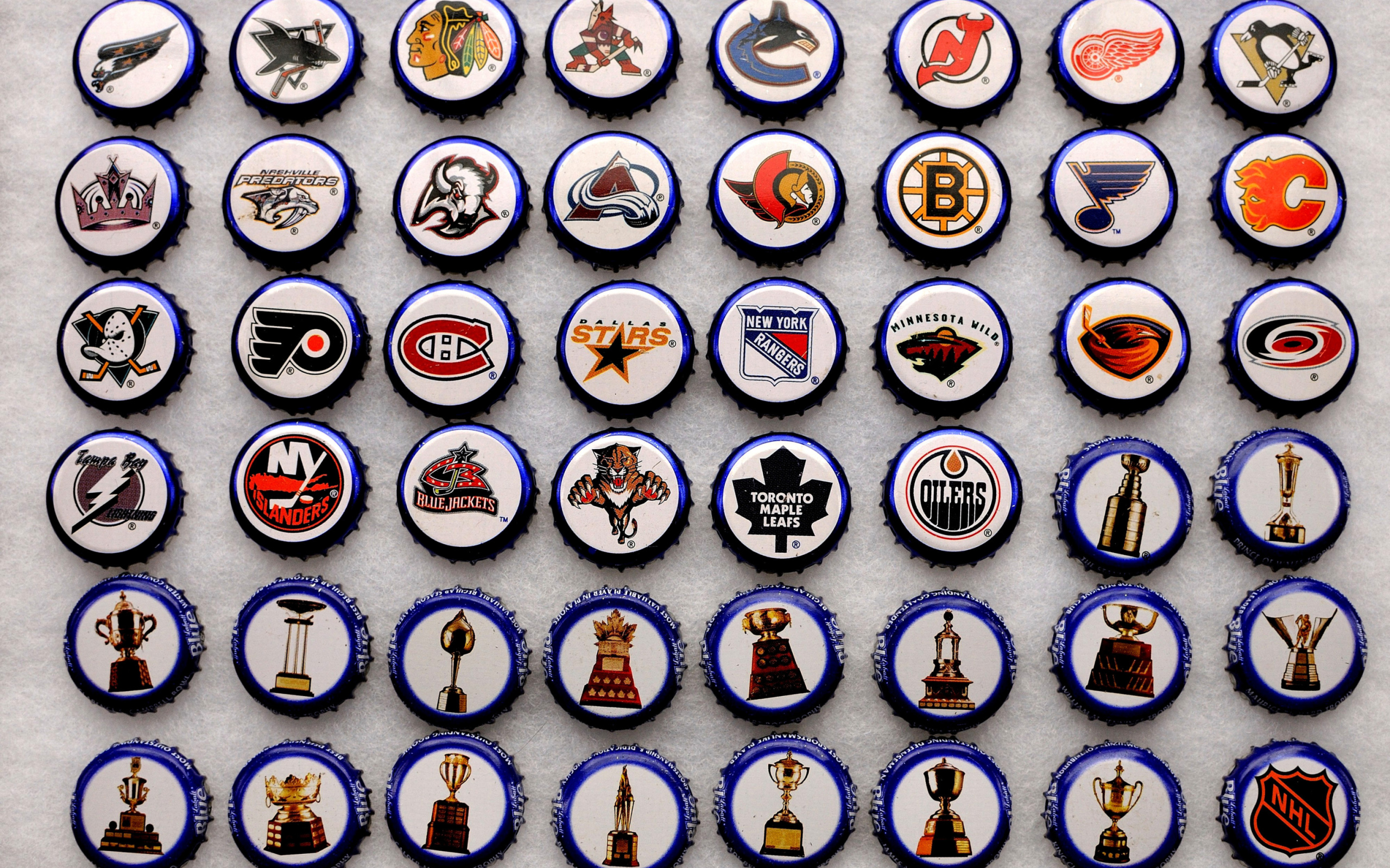 Das Bottle caps with NHL Teams Logo Wallpaper 2560x1600